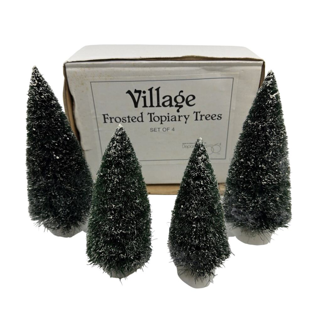 Department 56 Heritage Village 52019 Frosted Topiary Trees Accessory Set Of 4